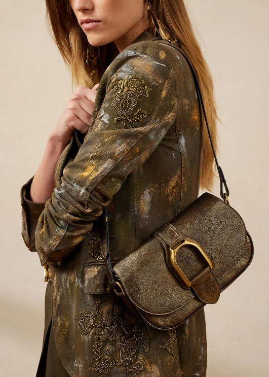 Ralph Lauren naised metallist vasikanahast welingtoni õlakott PR0V5271 pronksist