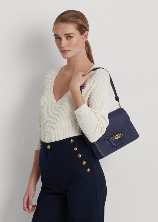 Ralph Lauren naised nahast keskmine sydnee õlakott PR0V5386 rafineeritud merevägi