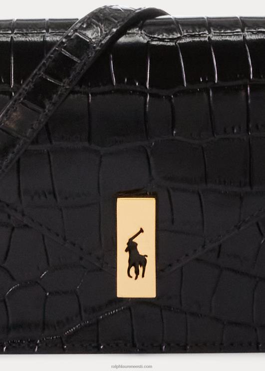 Ralph Lauren naised polo id Croc-reljeefiga rahakott ja kott PR0V5172 must