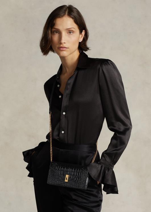 Ralph Lauren naised polo id Croc-reljeefiga rahakott ja kott PR0V5172 must