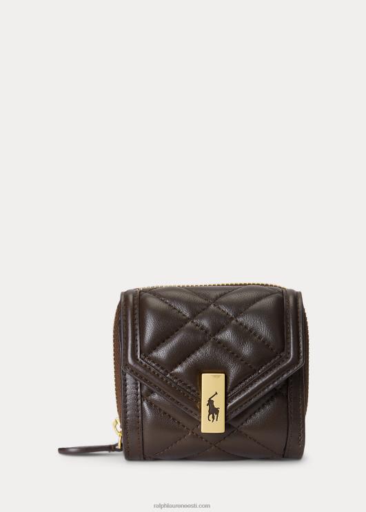 Ralph Lauren naised polo id tepitud nahast kompaktne rahakott PR0V9729 tubakas