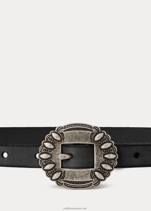 Ralph Lauren naised õhuke vasikanahast vöö PR0V5463 must