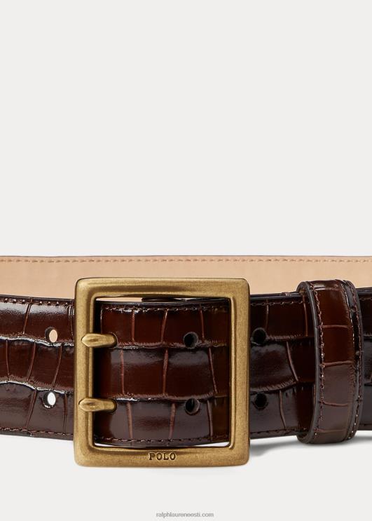 Ralph Lauren naised krokodillitempliga nahast vöö PR0V5547 šokolaadi