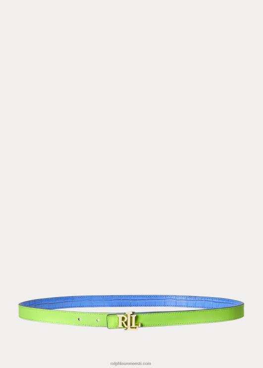 Ralph Lauren naised logoga pööratav nahast kõhn vöö PR0V4907 Uus-Inglismaa sinine/riviera