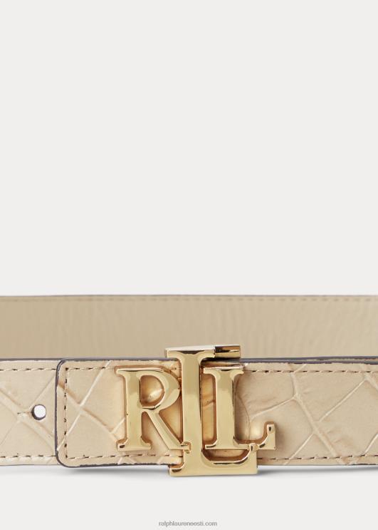 Ralph Lauren naised logoga pööratav nahast vöö PR0V4904 kasepruun