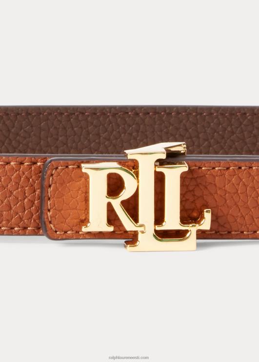 Ralph Lauren naised logoga pööratav nahast vöö PR0V4957 pruunikas/tumepruun