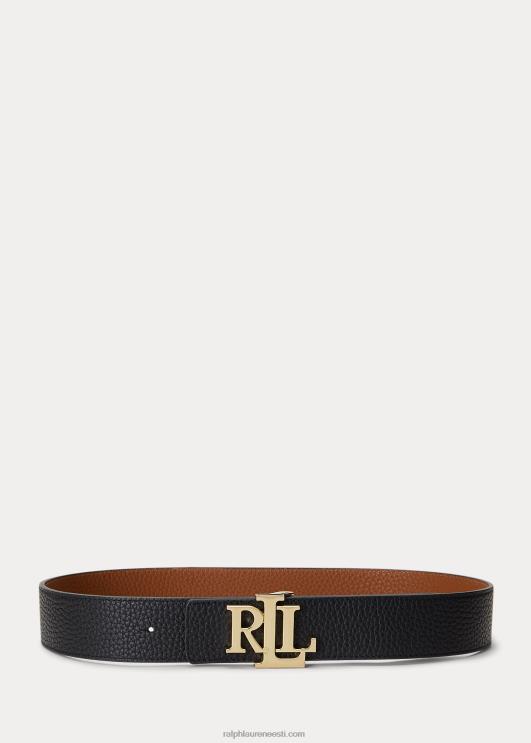 Ralph Lauren naised ümberpööratav kiviklibuga nahast lai vöö PR0V4921 must/pruun