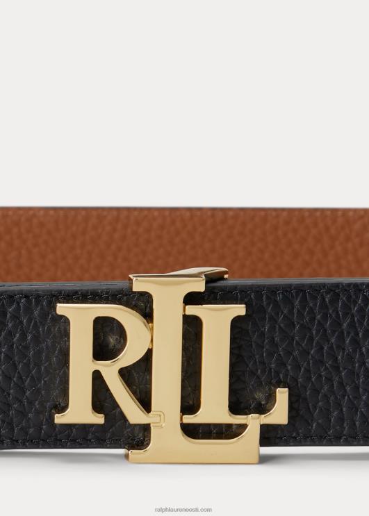 Ralph Lauren naised ümberpööratav kiviklibuga nahast lai vöö PR0V4921 must/pruun