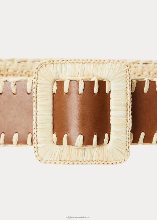 Ralph Lauren naised ümberpööratav raffia-nahast vöö PR0V5509 loomulik/cuoio