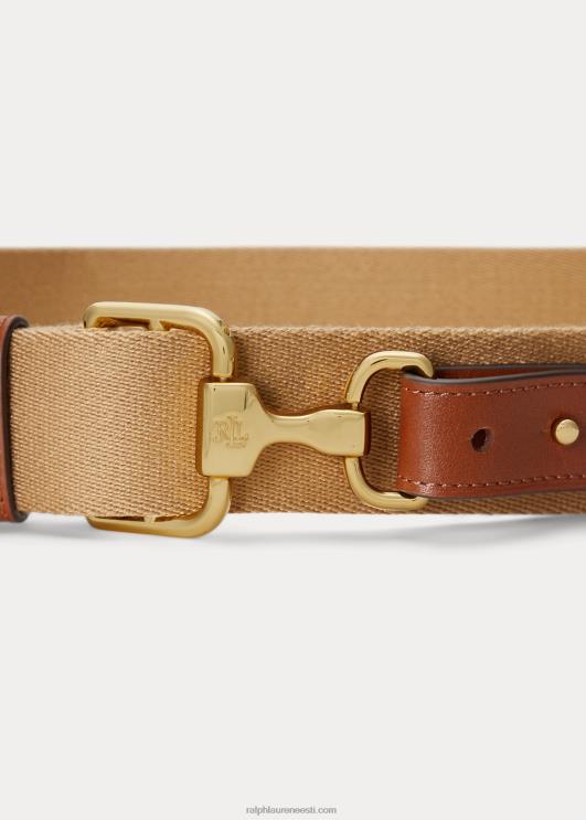Ralph Lauren naised nahast äärisega toimse vööga vöö PR0V4942 khaki/tan