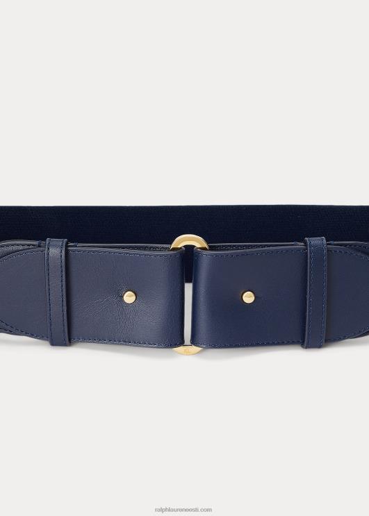 Ralph Lauren naised nahast ääristega kootud sakiga veniv lai vöö PR0V4954 rafineeritud merevägi