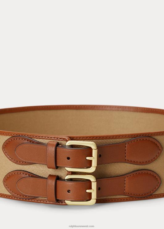 Ralph Lauren naised nahkkattega toimse lai vöö PR0V4939 khaki/tan