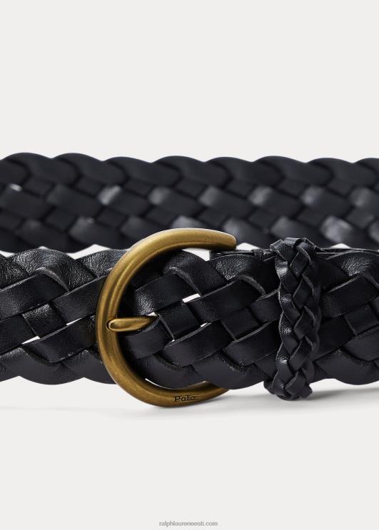Ralph Lauren naised põimitud vasikanahast vöö PR0V5513 must