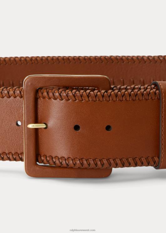 Ralph Lauren naised piitsõmmeldud nahast lai vöö PR0V4950 tan