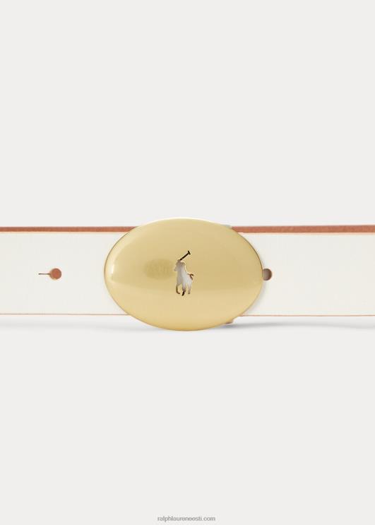 Ralph Lauren naised polo id ovaalse pandlaga vachetta vöö PR0V5537 pärgamendikreem
