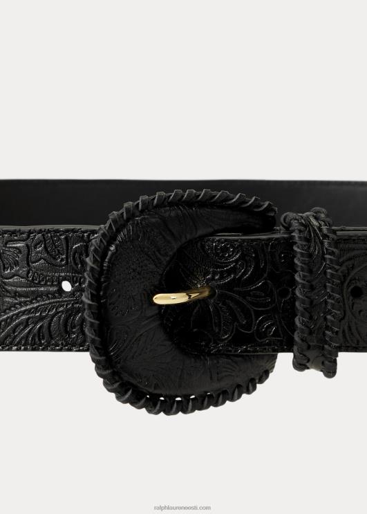 Ralph Lauren naised tööriistadega nahast lai vöö PR0V4959 must