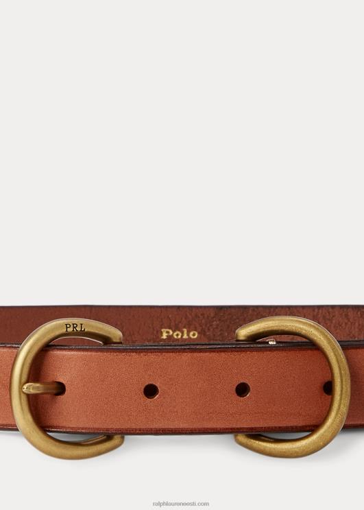Ralph Lauren naised vasikanahast topelt D-rõngaga vöö PR0V5514 cuoio