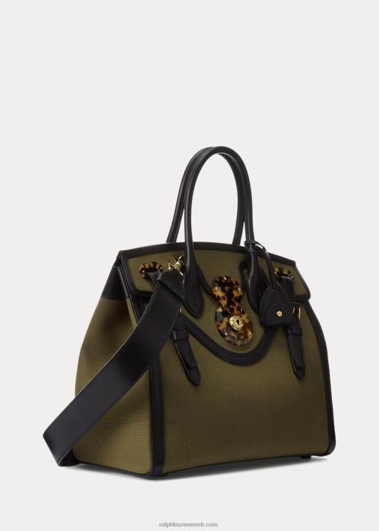 Ralph Lauren naised lõuend ja nahk pehme ricky 33 PR0V5145 oliiv