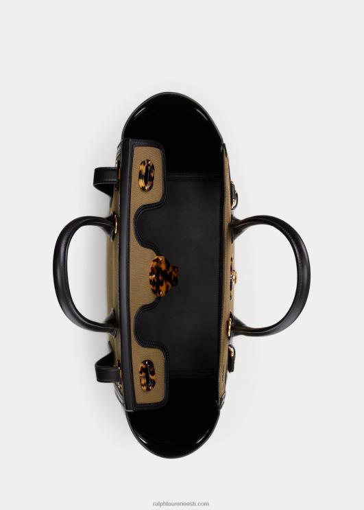 Ralph Lauren naised lõuend ja nahk pehme ricky 33 PR0V5145 oliiv