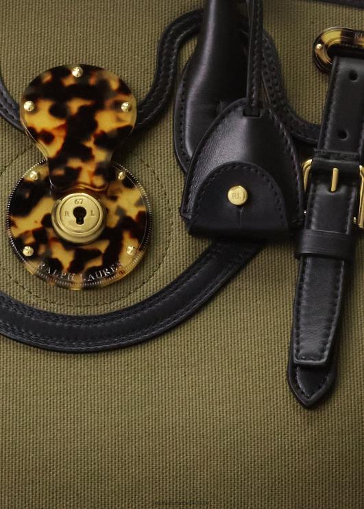 Ralph Lauren naised lõuend ja nahk pehme ricky 33 PR0V5145 oliiv