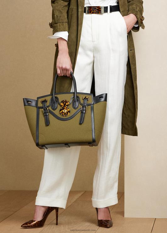 Ralph Lauren naised lõuend ja nahk pehme ricky 33 PR0V5145 oliiv