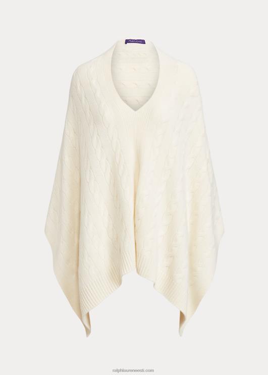 Ralph Lauren naised kaabel kašmiirist pontšo sall PR0V5593 pärgamendikreem