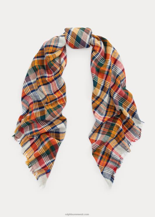 Ralph Lauren naised ülisuur ruuduline narmassall PR0V5545 mereväe pleed