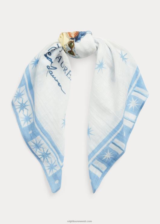 Ralph Lauren naised polo karu puuvillane sall PR0V5560 kreem/sinine