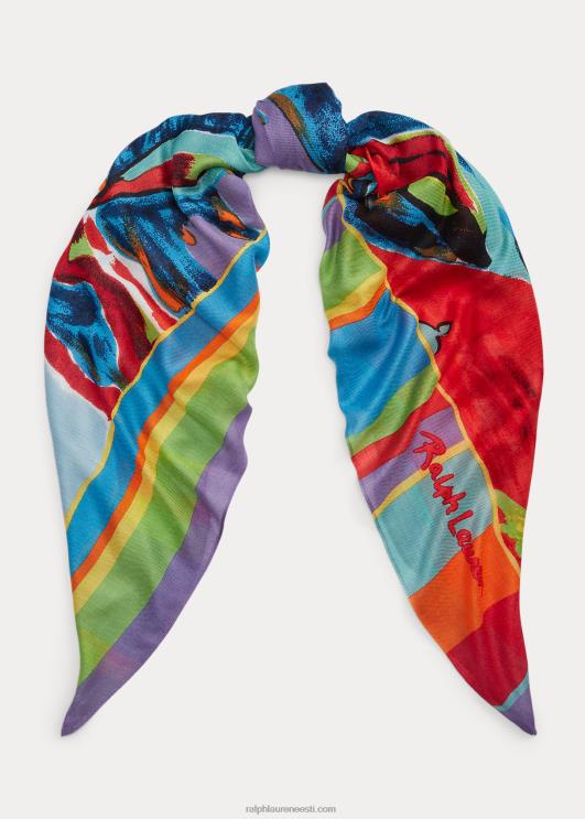 Ralph Lauren naised purjeka motiiviga villasegust sall PR0V5555 punane multi