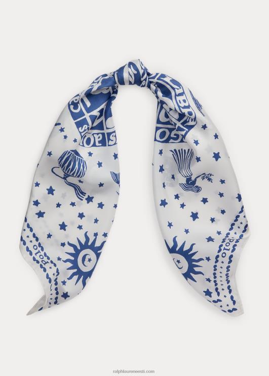 Ralph Lauren naised sodiaagi motiiviga siidist sall PR0V5531 pärgamentkreem/meresest