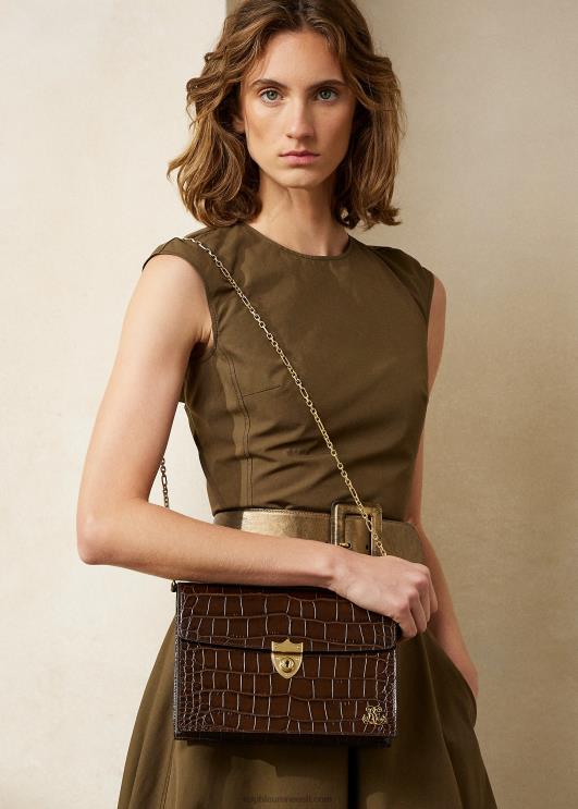 Ralph Lauren naised alligaatori hari ümbriku sidur PR0V5254 tumepruun