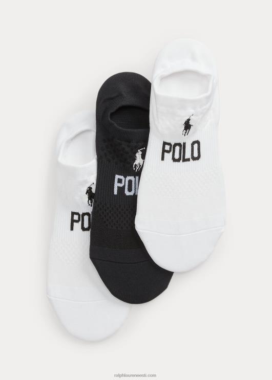 Ralph Lauren naised logoga võrk pahkluu sokk 3-pakk PR0V5510 valge must