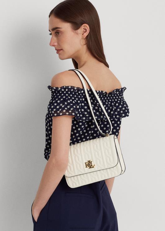 Ralph Lauren naised tepitud nappa nahast keskmine sophee kott PR0V5380 vanilje/rafineeritud merevägi