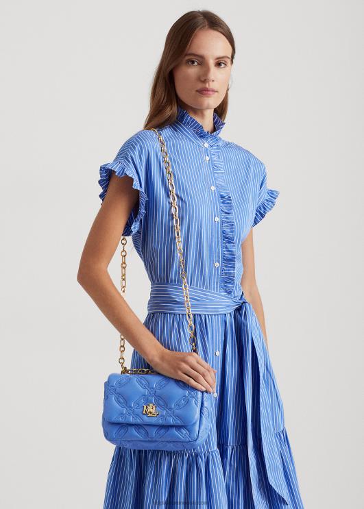 Ralph Lauren naised tepitud nappa nahast keskmine sophee kott PR0V5448 Uus-Inglismaa sinine