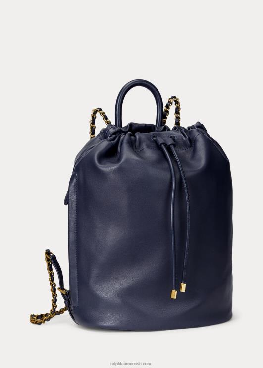 Ralph Lauren naised nappa nahast keskmine izzie seljakott PR0V5461 rafineeritud merevägi