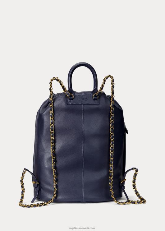 Ralph Lauren naised nappa nahast keskmine izzie seljakott PR0V5461 rafineeritud merevägi