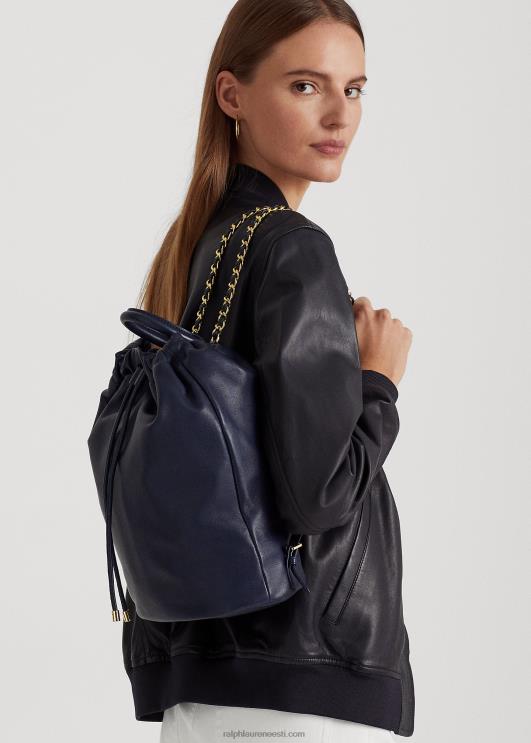 Ralph Lauren naised nappa nahast keskmine izzie seljakott PR0V5461 rafineeritud merevägi