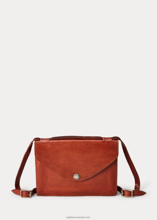 Ralph Lauren naised napsatud nahast kott PR0V5153 tumepruun