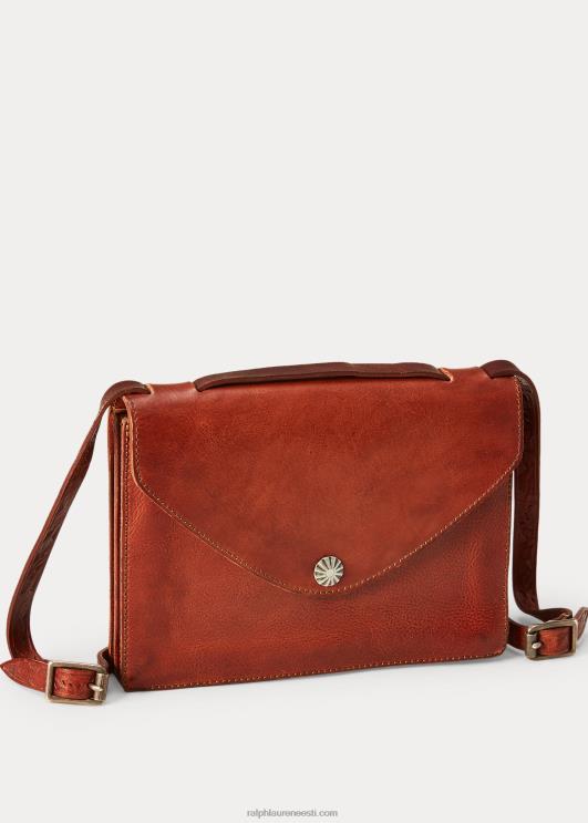 Ralph Lauren naised napsatud nahast kott PR0V5153 tumepruun