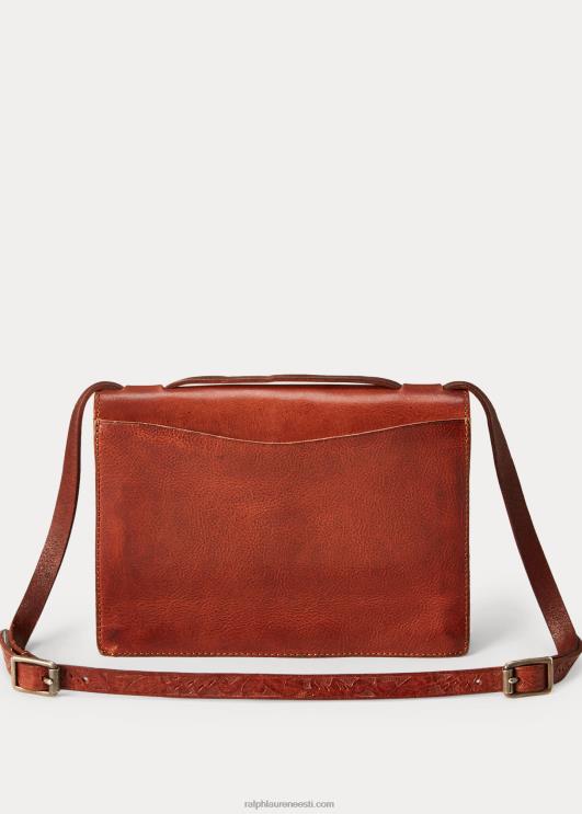 Ralph Lauren naised napsatud nahast kott PR0V5153 tumepruun