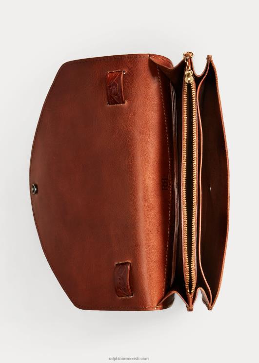 Ralph Lauren naised napsatud nahast kott PR0V5153 tumepruun
