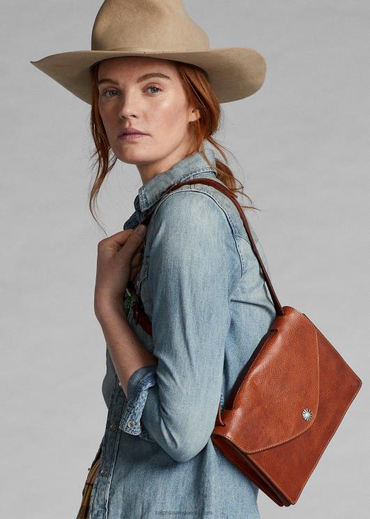 Ralph Lauren naised napsatud nahast kott PR0V5153 tumepruun