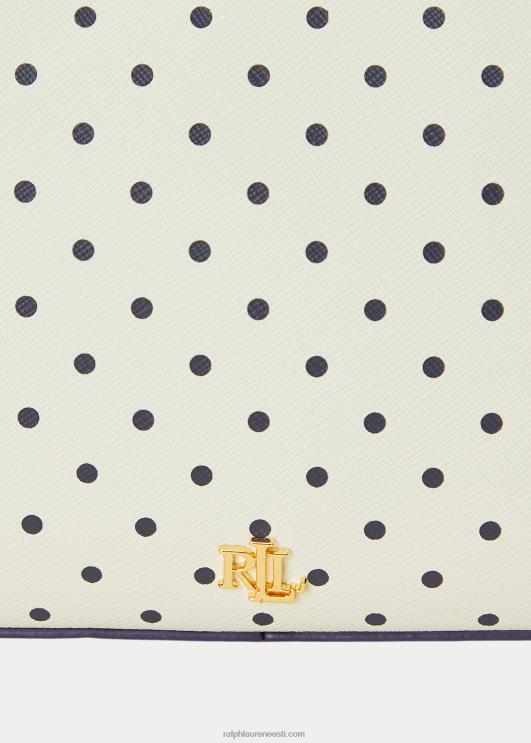 Ralph Lauren naised täpiline nahast keskmine danni kott PR0V5338 prantsuse mereväe täpp/kreem