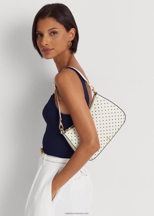 Ralph Lauren naised täpiline nahast keskmine danni kott PR0V5338 prantsuse mereväe täpp/kreem