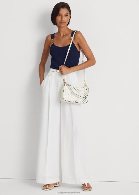 Ralph Lauren naised täpiline nahast keskmine danni kott PR0V5338 prantsuse mereväe täpp/kreem