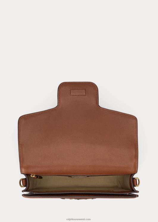 Ralph Lauren naised triibuline lõuend keskmine sydnee kott PR0V5387 tan/merepunane