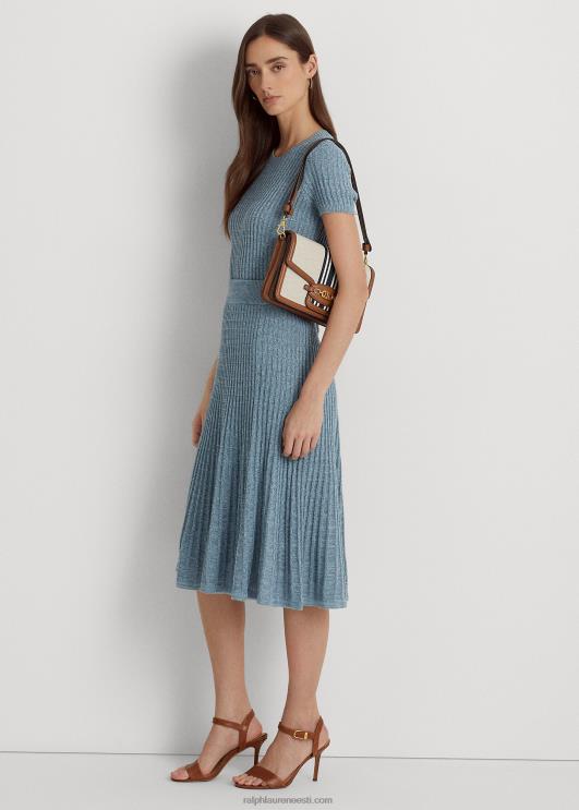 Ralph Lauren naised triibuline lõuend keskmine sydnee kott PR0V5387 tan/merepunane