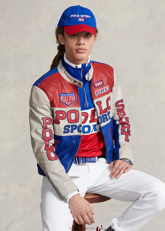 Ralph Lauren unisex polo sport nahast cafe võidusõitja jope PR0V1113 safiir täht multi