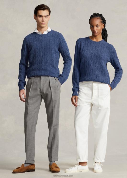 Ralph Lauren unisex ikooniline kaabliga kootud kašmiirkampsun PR0V3392 rustikaalne mereväe kanarbik