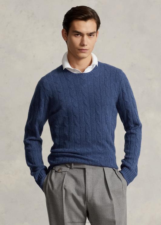 Ralph Lauren unisex ikooniline kaabliga kootud kašmiirkampsun PR0V3392 rustikaalne mereväe kanarbik